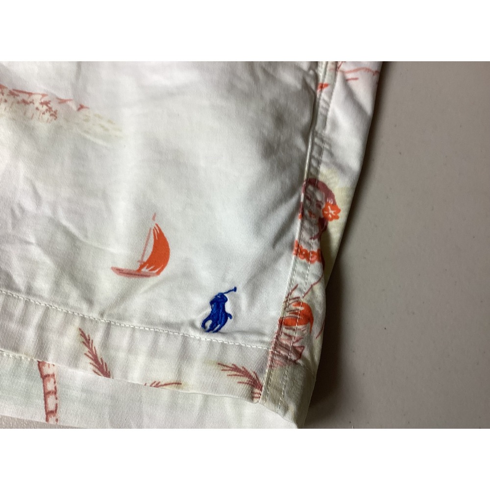 Polo Ralph Lauren Mens Shorts L White Tropical Island Surf Teddy Bear Hula Dance